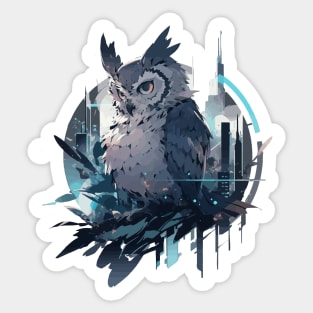 Cyber punk owl Sticker